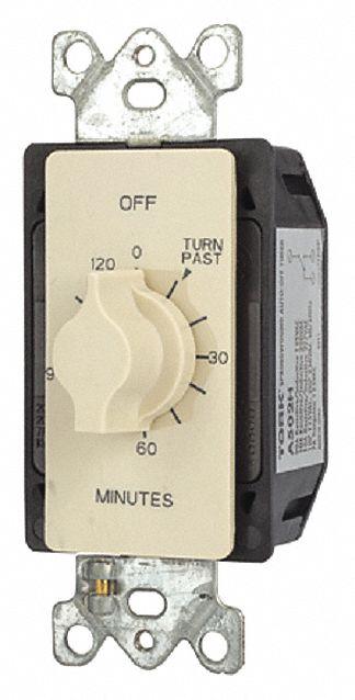 TORK Spring-Wound Timer: 2 hr Max, 10 min Min, SPDT, 125V AC, No Wall Plate Included - Spring-Wound Mechanical Timers without Wall Plates