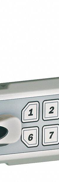 COMPX REGULATOR Electronic Keyless Lock: Brushed Nickel, Cam Latch, 1 1/2 in Body Ht, 12 Buttons (MPN REG-M-R-3). Key specifications — Finish: Brushed Nickel; Latch Type: Cam Latch; Brand: COMPX REGULATOR; Manufacturer Part Number: REG-M-R-3.