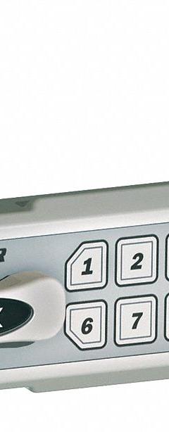 COMPX REGULATOR Electronic Keyless Lock: Brushed Nickel, Cam Latch, 1 1/2 in Body Ht, 12 Buttons (MPN REG-M-R-3). Key specifications — Finish: Brushed Nickel; Latch Type: Cam Latch; Brand: COMPX REGULATOR; Manufacturer Part Number: REG-M-R-3.