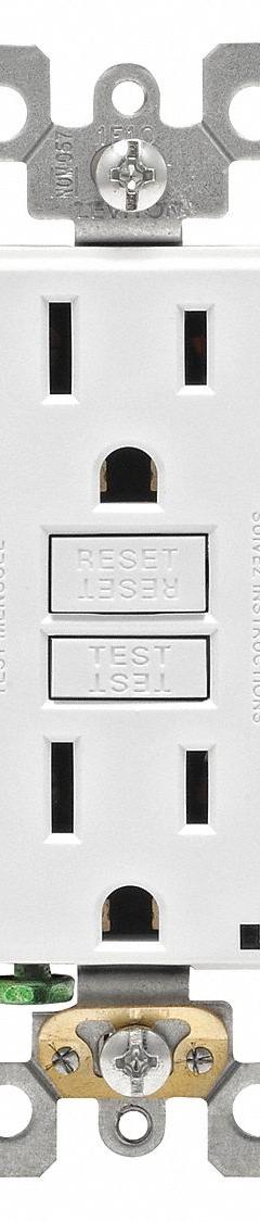 LEVITON GFI Receptacle: Decorator Duplex, 5-15, White, GFCI, 125V AC, 15 A, 2 Pole / 3 Wire (MPN GFNT1-W)