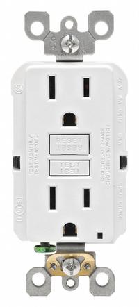 LEVITON GFI Receptacle: Decorator Duplex, 5-15, White, GFCI, 125V AC, 15 A, 2 Pole / 3 Wire (MPN GFNT1-W)