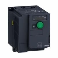 SCHNEIDER Variable Frequency Drive: In Phase Three, Out Phase Three, 1 hp, IP20, No Bypass, Compact (MPN ATV320U07N4C). Key specifications — Style: Compact; Color: Black/Green; Output Phase: Three.