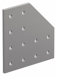 Joining Plate: 90° Angled Flat Plate, 15 Series, 1/4 in x 6 in x 6 in, For 21/64 in Slot Wd, Silver (MPN 4328). Key specifications — Material: Aluminum; Brand: 80/20; Finish: Anodized.