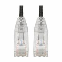 EATON TRIPP LITE Ethernet Cable: Unshielded, Cat 6, 0.7 ft Overall Lg, PVC, Round, 1, 28 AWG, Black (MPN N201-S8N-BK). Key specifications — End 1 Connection Type: RJ45; End 2 Connection Type: RJ45; Fire Rating: Not Rated; Jacket Material: PVC; NEC Article and Type: CM; Standards: UKCA; End 1 Connector Orientation: Straight; End 2 Connector Orientation: Straight.