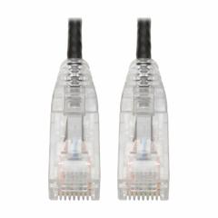 EATON TRIPP LITE Ethernet Cable: Unshielded, Cat 6, 0.7 ft Overall Lg, PVC, Round, 1, 28 AWG, Black (MPN N201-S8N-BK). Key specifications — End 1 Connection Type: RJ45; End 2 Connection Type: RJ45; Fire Rating: Not Rated; Jacket Material: PVC; NEC Article and Type: CM; Standards: UKCA; End 1 Connector Orientation: Straight; End 2 Connector Orientation: Straight.