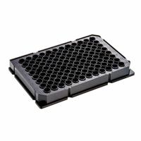 CAPLUGS 96-Well Flat Microplates: Non-Sterile, 96 Wells, 0.37 mL, 85 mm Dia, Square, Polystyrene (MPN 2908195Z1FE1). Key specifications — Brand: CAPLUGS; Body Color: Black; RNase/DNase Free: No; Well Shape: Square; Material: Polystyrene.