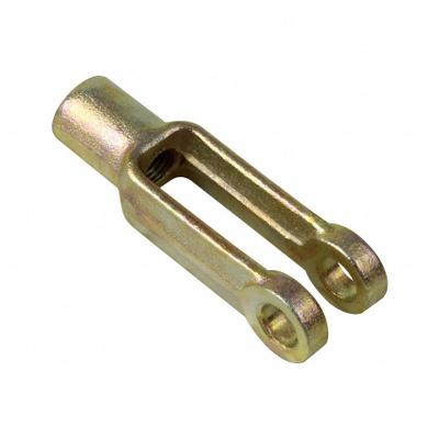 AZTEC Yoke End: Steel, Yellow Zinc Plated, 1/2"-13 Tap Size, Right Hand - Forged Steel Yoke Ends for Lifting & Pulling