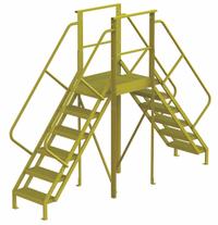 TRI-ARC Crossover Bridge: 5 ft Platform Ht, Steel, 1,000 lb Load Capacity, Perforated, 6 Steps (MPN 7CZ02). Key specifications — Brand: TRI-ARC; Color: Yellow; Tread Type: Perforated.