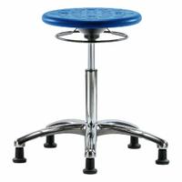 Stool: Polyurethane, Ht Range 19 1/4 in to 27 in, 13 in Seat Wd, 13 in Seat Dp, 5 Glides, 0 Casters (MPN IPMBSO-CR-NF-RG-BLU). Key specifications — Brand: APPROVED VENDOR; Foot Support: No; Base Material: Aluminum; ESD-Safe: Not ESD Safe; Number of Casters: 0.