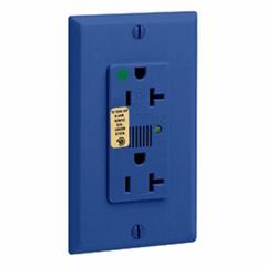 LEVITON Plugs and Receptacles: Hospital Grade, Duplex, 5-20R, Blue, 125V AC, 20 A, 2 Pole / 3 Wire (MPN 8380-B)