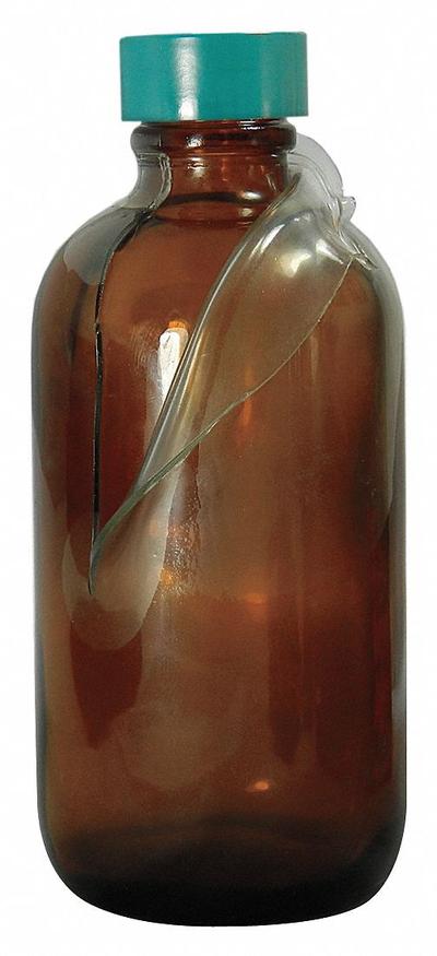 QORPAK Sampling Bottle: 240 mL, Amber, 24-400, Urea, 24, Polyethylene/PTFE - Safety Coated Narrow Mouth Round Glass Lab Bottles