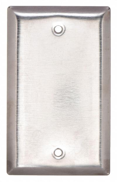 CALBRITE Electrical Box Cover: 1 Gangs, Blank, For Square Box Shape - Stainless Steel Electrical Box Covers