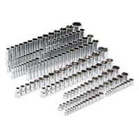 GEARWRENCH Socket Set: 1/4 in, 3/8 in, 1/2 in Drive, 163 Piece, 6-Point, SAE/Metric (MPN 89073). Key specifications — attr1224269: 1/4 in, 3/8 in, 1/2 in; attr1204685: Not Tether Capable; attr1204650: 5/32 in to 1-1/2 in; attr1204673: Socket Bits Not Included; attr1204688: GEARWRENCH; attr1224230: Friction; attr1224354: No Thin Wall; attr1206170: Deep Sockets.