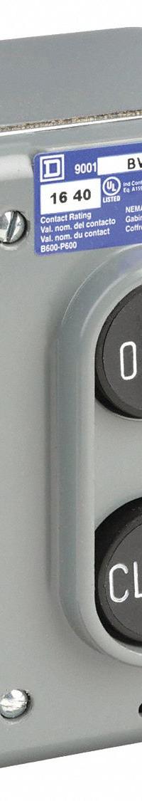 SQUARE D Control Station: (2) Flush Push Buttons, 0 Pilot Lights, 2NO, Open/Close, (2) Push Buttons (MPN 9001BW244). Key specifications — Brand: SQUARE D; Operator Legend: Open/Close; Operator Color: (2) Black; Operator Configuration: (2) Flush Push Buttons; Environments & Applications: Oil- & Dust-Tight; Operator Configuration Type: (2) Push Buttons.