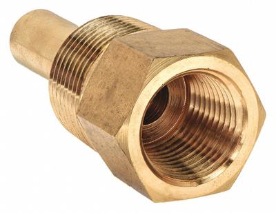 WINTERS Threaded Thermowell: Brass, For 1 7/8 in Stem Lg, 1 1/4 in Insertion Lg - Stepped-Shank Threaded Thermowells