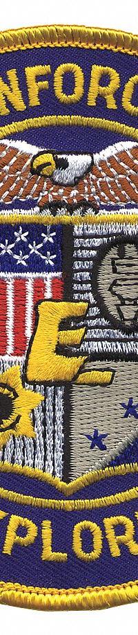 HEROS PRIDE Embroidered Patch: Law Enforcement Explorer, 4 in, Blue, Plastic, Sew-On, Shoulder (MPN 5283). Key specifications — attr1074238: Sew-On; attr188498: 4 in; attr188499: Blue; attr188500: Plastic; attr188503: Law Enforcement Explorer; attr193746: HEROS PRIDE.