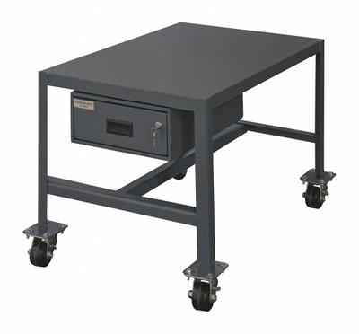 DURHAM MFG Work Table: Fixed Ht, Steel, 24 in x 18 in - Steel-Top Mobile Worktables