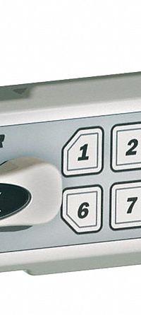 COMPX REGULATOR Electronic Keyless Lock: Brushed Nickel, Deadlatch, 1 1/2 in Body Ht, 12 Buttons (MPN REG-S-R-5). Key specifications — Finish: Brushed Nickel; Latch Type: Deadlatch; Brand: COMPX REGULATOR; Manufacturer Part Number: REG-S-R-5.