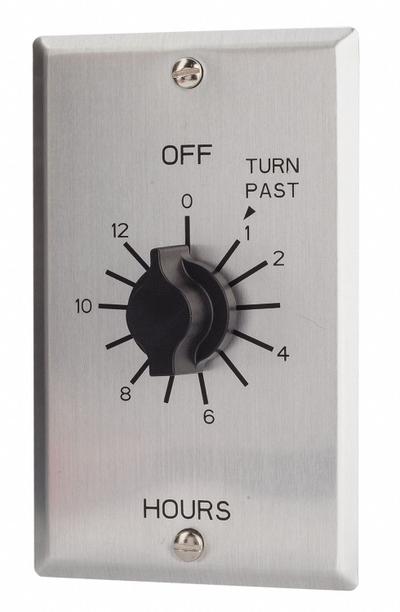 TORK Spring-Wound Timer: 12 hr Max, 1 hr Min, DPST, 125V AC, Wall Plate Included - Spring-Wound Mechanical Timers with Wall Plates