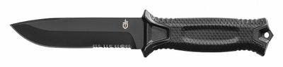 GERBER Fixed Blade Knife: Serrated, 9 3/4 in Overall Lg, Steel, Rubber - General Purpose Knives