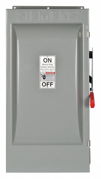 Siemens Safety Switch: Fusible, 200 A, Three Phase, 240V AC, Galvanized Steel - Fusible Safety Switches