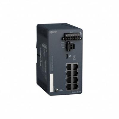 SCHNEIDER Ethernet Switch: Managed, DIN Rail, 8 Ports, RJ45, 10/100 Base-TX - DIN Rail-Mount Ethernet Switches