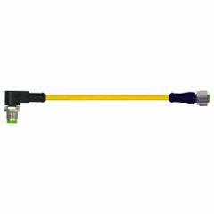 Cordset: M12 Male Right Angle X M12 Female Straight, 4 Pins, Yellow, TPE, 5 m Cable Lg (MPN 7700-40201-1500500). Key specifications — Cable Jacket Color: Yellow; End 1 Gender: Male; End 1 Mounting Orientation: Right Angle; End 2 Gender: Female; End 2 Mounting Orientation: Straight; End 2 Connection Type: M12; IP Rating: IP66K; Brand: MURRELEKTRONIK.