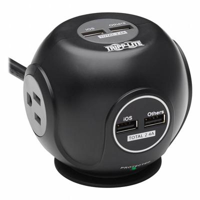 TRIPP LITE Outlet Strip: 3 Outlets, 8 ft Cord Lg, 540 J Rated Energy, 4.8 A Current - Tabletop Surge Protectors