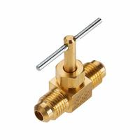 PARKER Needle Valve: Inline Valve Body, Brass, Screw-In Bonnet, 1/4 in Pipe Size, Flare x Flare, Tee (MPN NV102F-4). Key specifications — For Media: Water; Standards: ISO 14001; Brand: PARKER; Valve Series: NV; Connection Gender - Side 2: Male; Connection Gender - Side 1: Male; Connection Type - Side 1: Flare; Connection Type - Side 2: Flare.