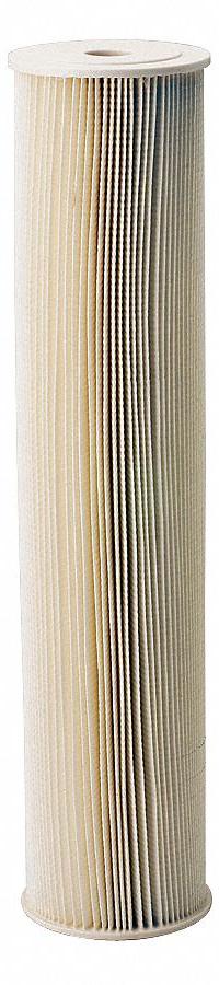 PENTAIR/PENTEK Water Filter Cartridge: 5 micron, Pleated, 20 gpm, 20 in Overall Ht (MPN 255494-75). Key specifications — Brand: PENTAIR/PENTEK; Filter Media: Resin-Impregnated Pleated-Cellulose Polyester.