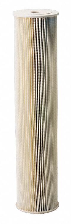 PENTAIR/PENTEK Water Filter Cartridge: 5 micron, Pleated, 20 gpm, 20 in Overall Ht (MPN 255494-75). Key specifications — Brand: PENTAIR/PENTEK; Filter Media: Resin-Impregnated Pleated-Cellulose Polyester.
