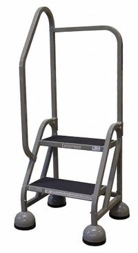 COTTERMAN Rolling Ladder: 1.5 ft Platform Ht, Partially Assembled, Steel, Wt-Actuated Auto-Lock (MPN ST-222 A2 C1 P5). Key specifications — Includes Handrails: Handrails Included; Material: Steel; Brand: COTTERMAN; Color: Gray.