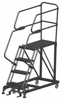 BALLYMORE Mobile Work Platform: 3.3 ft Platform Ht - Max, 24 in x 48 in, Steel, 800 lb Load Capacity (MPN SEP4-2448). Key specifications — Folding: Not Foldable; Mobility: Rolling; Brand: BALLYMORE; Color: Gray; Height Adjustability: Fixed Height; Includes Handrails: Handrails Included; Locking Mechanism: Foot-Activated Step Lock; Handrails: Includes Handrails.
