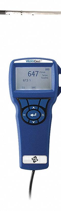 TSI ALNOR Anemometer: 1 fpm Air Velocity Resolution, Wet Bulb, Hot Wire, Air Velocity/Temp, Included (MPN 9535-A). Key specifications — Data Logging: Yes; Manufacturer Part Number: 9535-A; Brand: TSI ALNOR; Temperature Accuracy: +/ 0.5°; Digital Display Screen Type: LCD; Display Type: Digital; Includes: Carrying Case; Power Source: Battery.