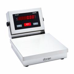 DORAN Industrial Bench Scale: 15 in x 15 in, IP69K, Corded Remote, 200 lb Wt Capacity - Imperial (MPN 7200XL/15). Key specifications — Connection Ports: RS-232; Readability: 20 g/0.05 lb; Brand: DORAN; Weighing Surface Material: Stainless Steel.
