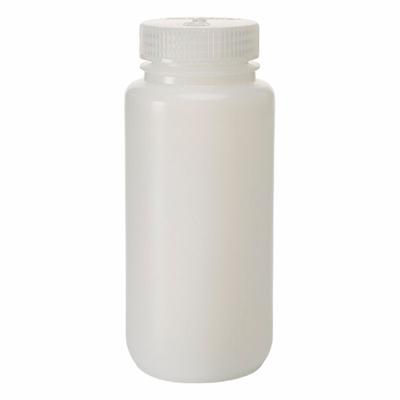 NALGENE Laboratory Bottle: HDPE, 500 mL, 16 fl oz, Closure Included, Natural, 53 mm - HDPE Wide Mouth Round Lab Bottles