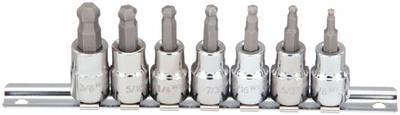 WESTWARD Socket Bit Set: 1 - 25 Pieces, 3/8 in Drive Size, 7 Pieces - Hex Bit Socket Sets