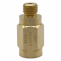 RAY Pressure Gauge Snubber: Brass, Piston, Brass, 3,000 psi Max. Pressure, 3 Pistons, -70°F to 150°F (MPN 039B). Key specifications — Snubber Type: Piston; Brand: RAY; Material: Brass; Compatible Liquids and Gases: Air.