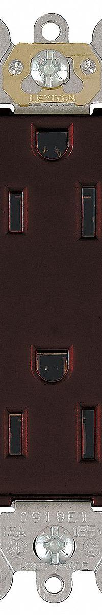 LEVITON Receptacle: Decorator Duplex, 5-15, Brown, 125V AC, 15 A, 2 Pole / 3 Wire (MPN 16252)