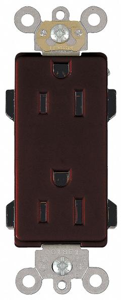 LEVITON Receptacle: Decorator Duplex, 5-15, Brown, 125V AC, 15 A, 2 Pole / 3 Wire (MPN 16252)