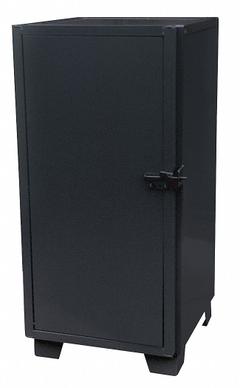 JAMCO Storage Cabinet: 24 in x 24 in x 66 in, Swing Handle & Padlock Hasp, 14 ga Panel Thick, Legs (MPN MG224SFBL). Key specifications — attr62698: Black; attr62736: Welded; attr87895: Legs; attr62693: Assembled; attr62737: Stationary; attr62695: Powder Coated; attr62696: Steel; attr62689: JAMCO.