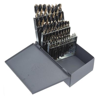 CLE-LINE Mechanics Length Drill Bit Set: 29 Pc, 1/16" to 1/2", 135° Split Point - High-Speed Steel Mechanics-Length Drill Bit Sets