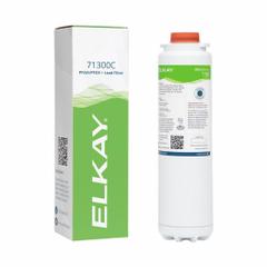 ELKAY Quick-Connect Water Filter: 1 micron, 1.1 gpm, 2,250 gal, 11 5/8 in Overall Ht (MPN 71300C). Key specifications — Filter Media: Carbon; Reduces: Particulates; Brand: ELKAY.