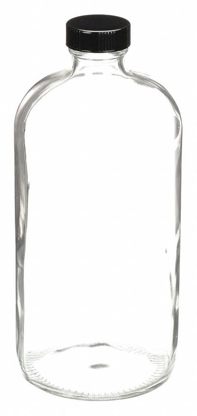 KIMBLE Storage Bottle: 1 L, Colorless, 33-400 mm, Phenolic, 12, PolyCone - Clear Narrow Mouth Round Glass Lab Bottles