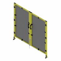 T-Slot Framing System Door: Stand-Alone, Yellow, Double Swing, 84 in H x 75 in W x 5 1/2 in D, Mesh (MPN 48329). Key specifications — Finish: PVC-Coated; Brand: FAZTEK; Panel Color: Black; Panel Type: Mesh; Color: Yellow; Material: Wire; Mesh Shape: Square; Assembly: Assembled.