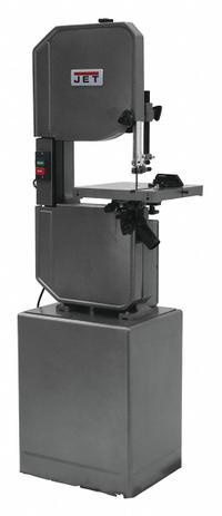 JET Band Saw: 12 in Throat Dp - Vertical, Metal: 39 to 278 SFPM/Wood: 3,300 SFPM, 3.6/1.8 A, 3 Phase (MPN 414504C). Key specifications — attr325086: JET; attr313109: 15° Left to 45° Right; attr313108: Metal: 39 to 278 SFPM; attr313111: 3; attr313110: 3.6/1.8 A.