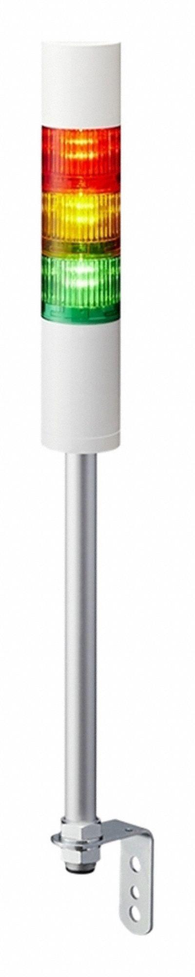 PATLITE Tower Light Assembly: 3 Tier, Sounder Tier Included, IP54, Amber/Green/Red - Three-Tier Tower Light Assemblies