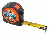 KESON Tape Measure: Nonmagnetic Single Hook Tip, 30 ft, Plastic with Rubberized Grip, Black (MPN PG1830WIDEV). Key specifications — attr935324: KESON; attr942259: Black; attr935326: Finger Brake; attr935328: 1/16 in; attr935329: Inches; attr935337: SAE; attr936607: Manual Lock; attr972446: Inch.