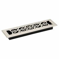 Floor Register: Floor, 13 1/2 in H, 3 3/4 in W, Decorative, Brushed, Nickel, Steel Grille, One-Way (MPN SPH212-NKL). Key specifications — Adjustable Blades: No; Brand: DECOR GRATES; Airflow Directions: One-Way; Grille Color: Nickel.