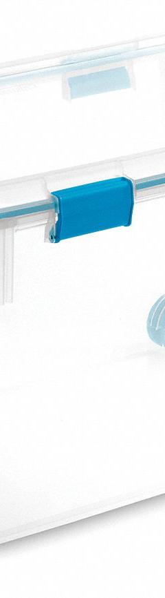 STERILITE Storage Tote: 30 gal, 30 1/4 in x 19 5/8 in x 16 3/4 in, Clear Body Body, Blue Lid, Blue (MPN 19434303). Key specifications — attr1188666: Plastic; attr1188675: Clear Body; attr1188676: Blue; attr1188687: STERILITE.